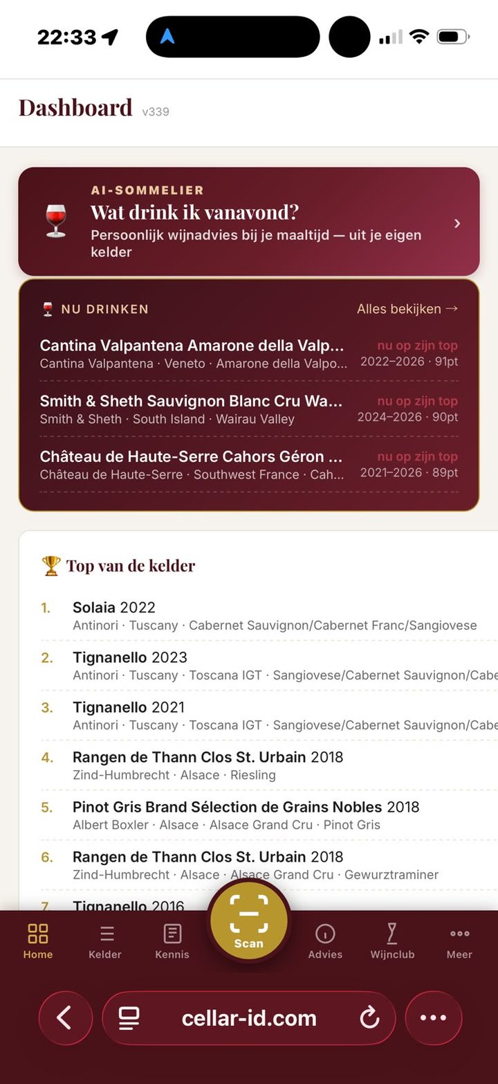 Sommelier op het dashboard